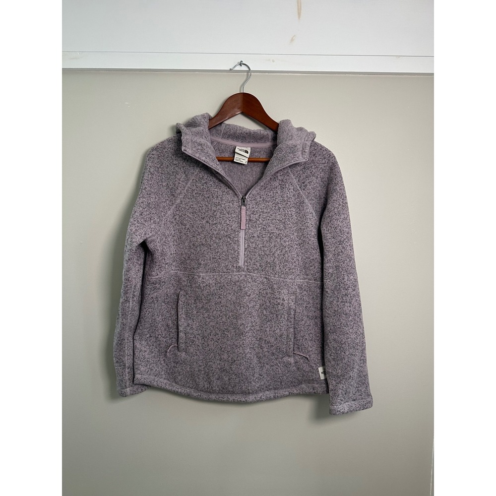 The North Face Crescent Hooded Pullover Womens Medium Purple EUC Sweater Fleece - Picture 2 of 11